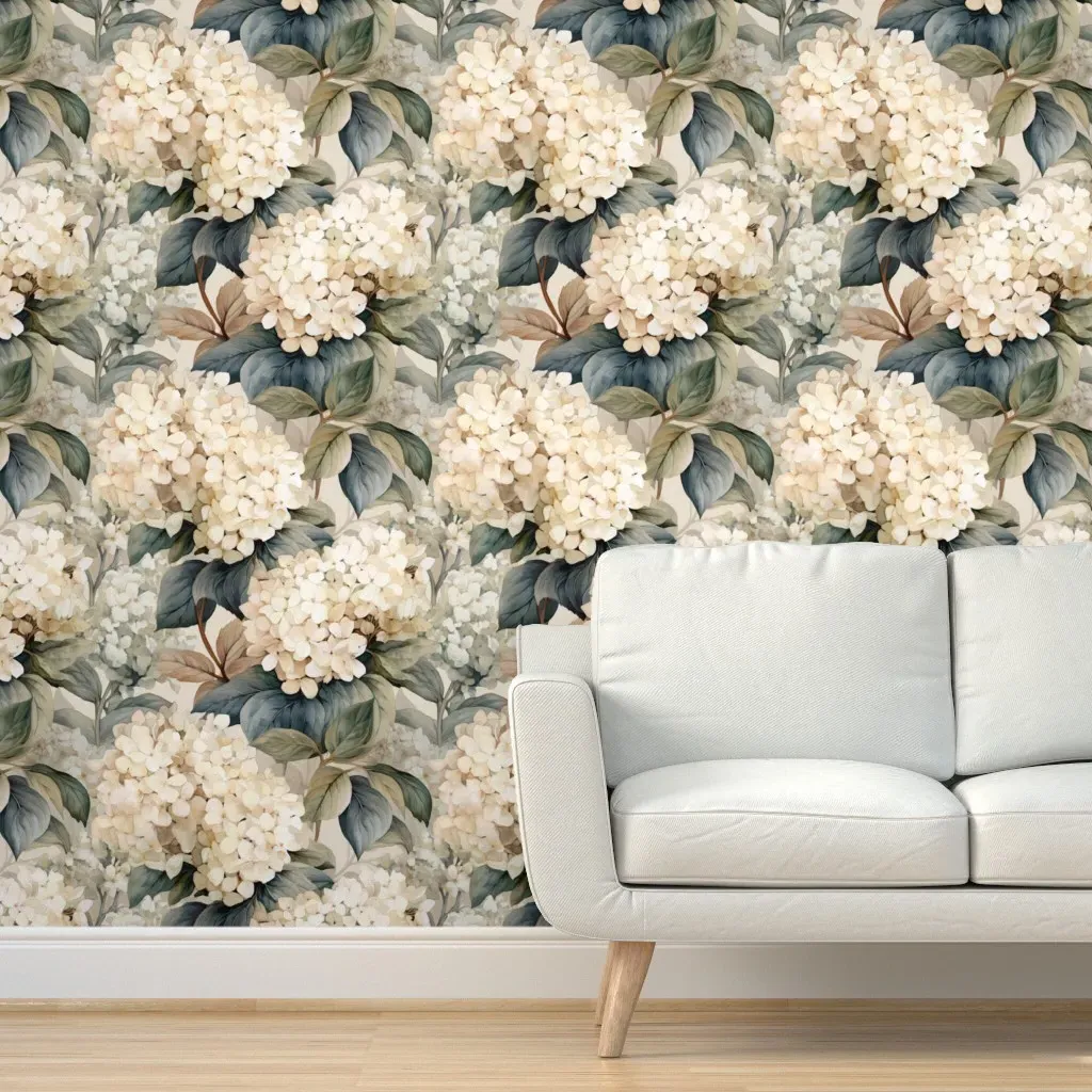 Hydrangea XL Peel and Stick Wallpaper - Cream product