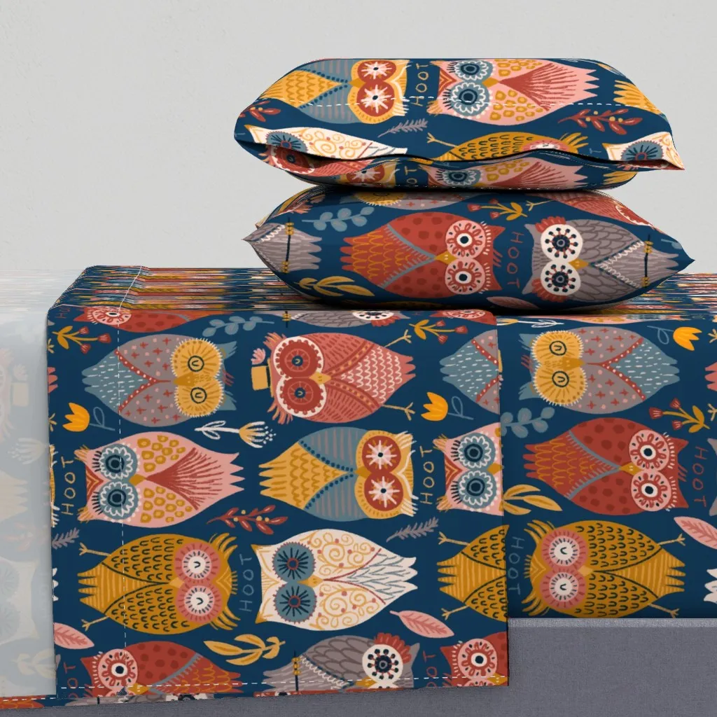 I Give A Hoot Queen Sheet Set - Mustard Yellow product