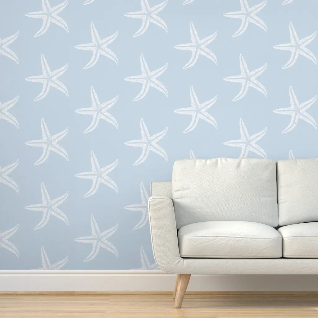I Wish Upon A Starfish Peel and Stick Wallpaper - Blue, White product