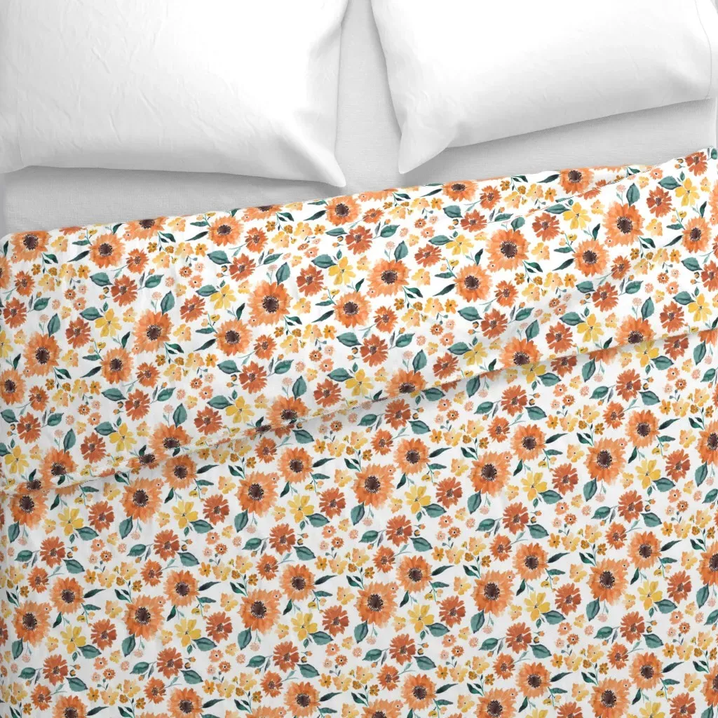 Ibd Pumpkin Spice Sunflowers Duvet Cover - Burnt Orange alternate view