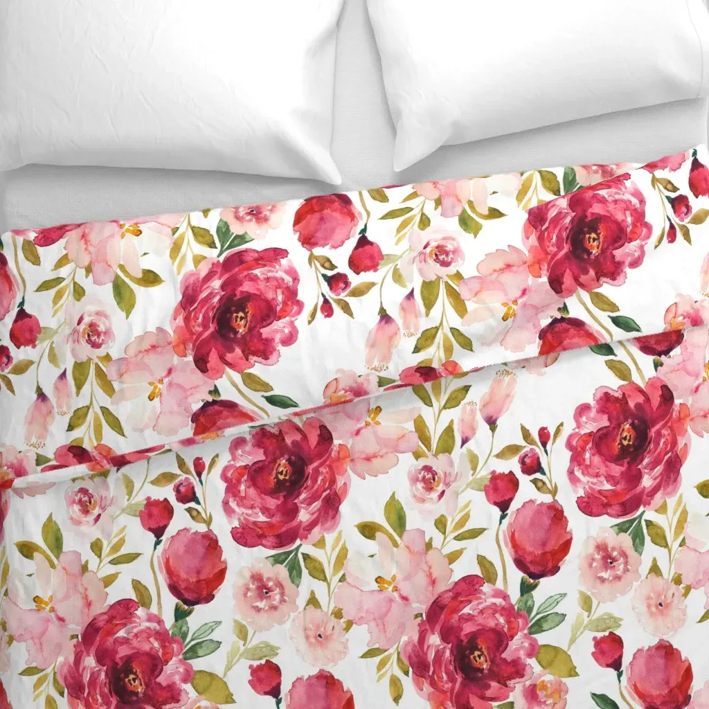 Ibd Summers Eve Peonies Duvet Cover - Burgundy alternate view