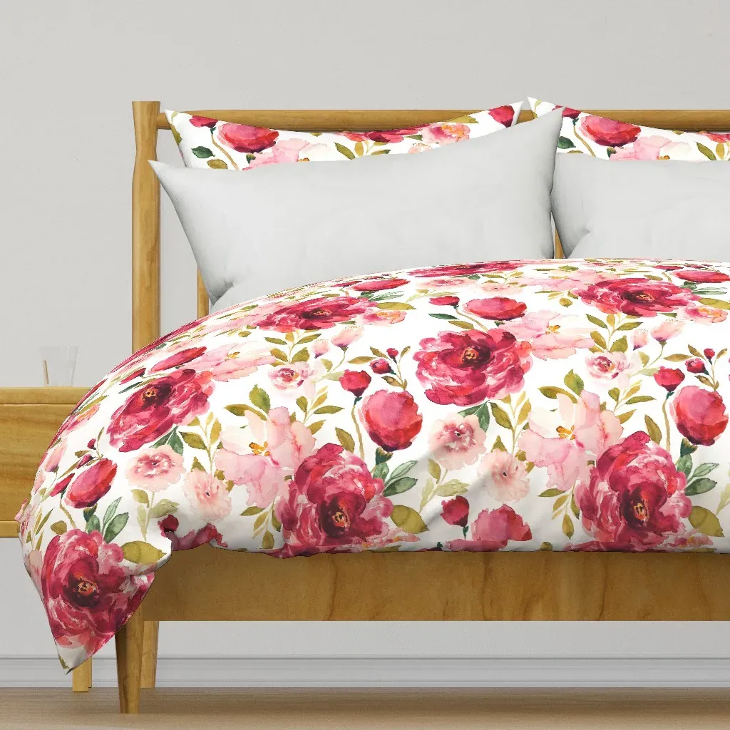 Ibd Summers Eve Peonies Duvet Cover - Burgundy product