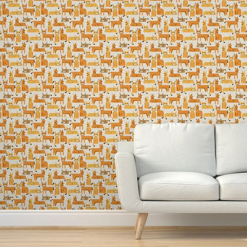 Iberian Lynx Peel and Stick Wallpaper - Orange product