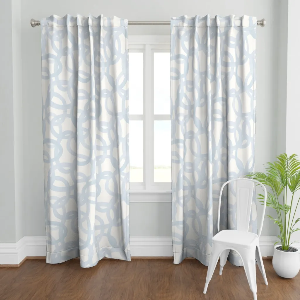 Ice Blue Circles Curtain Panel - Light Blue product