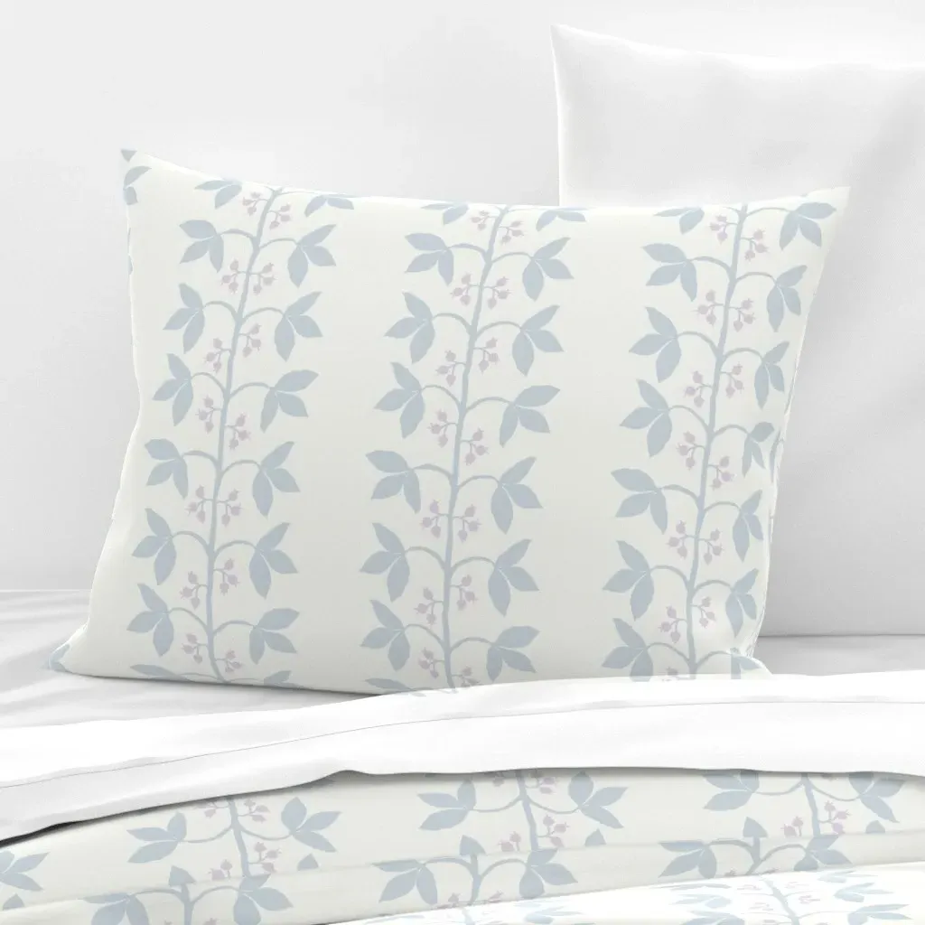 Ice Blue Lilac Vine Standard Knife Edge Cushion - Light Blue, Cotton Sateen product