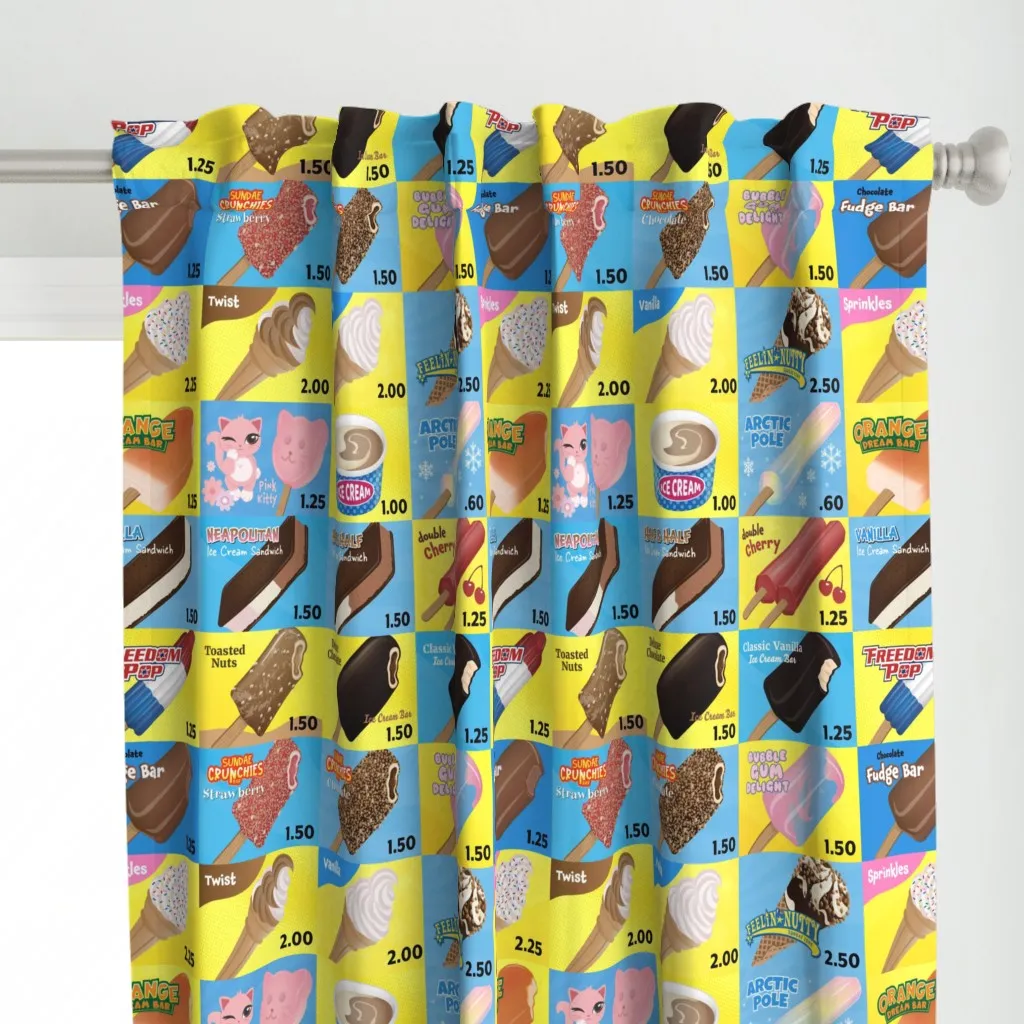 Ice Cream Truck Menu Curtain Panel - Yellow alternate view