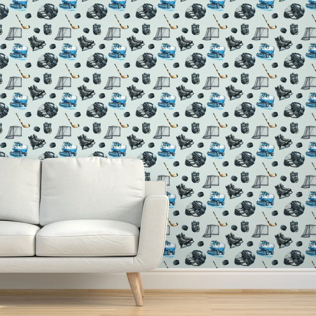 Ice Hockey Peel and Stick Wallpaper - Black product