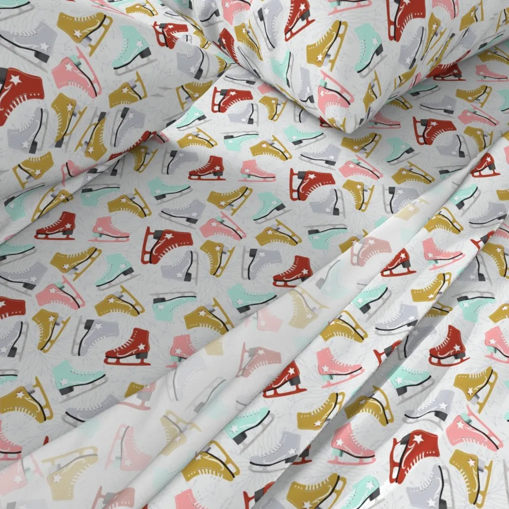 Ice Skates Pattern Twin Sheet Set - Light Gray alternate view