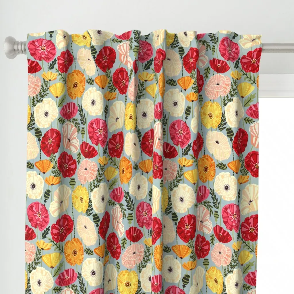 Iceland Poppies Curtain Panel - Red alternate view