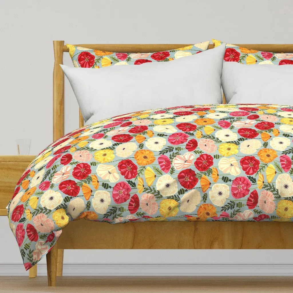 Iceland Poppies Horizontal Duvet Cover - Red product