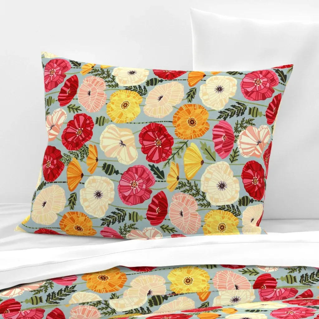 Iceland Poppies Standard Knife Edge Cushion Cover - Red, Cotton Sateen product