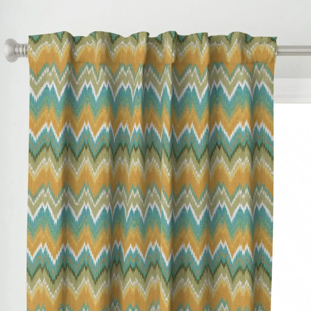 Ikat Chevron Curtain Panel - Mustard Yellow alternate view