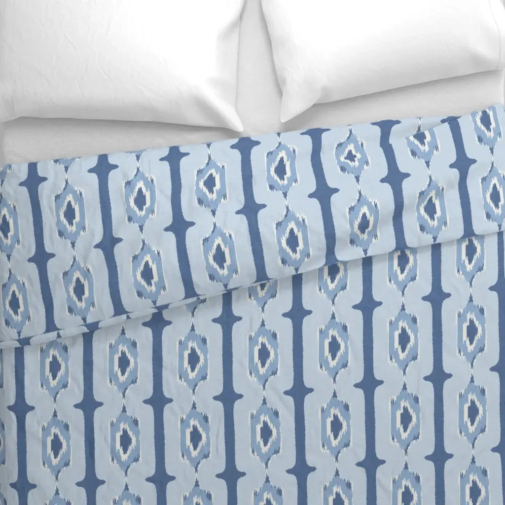 Ikat Column Stripes Duvet Cover - Blue alternate view