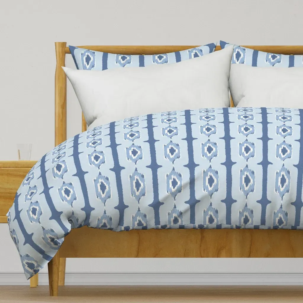 Ikat Column Stripes Duvet Cover - Blue product