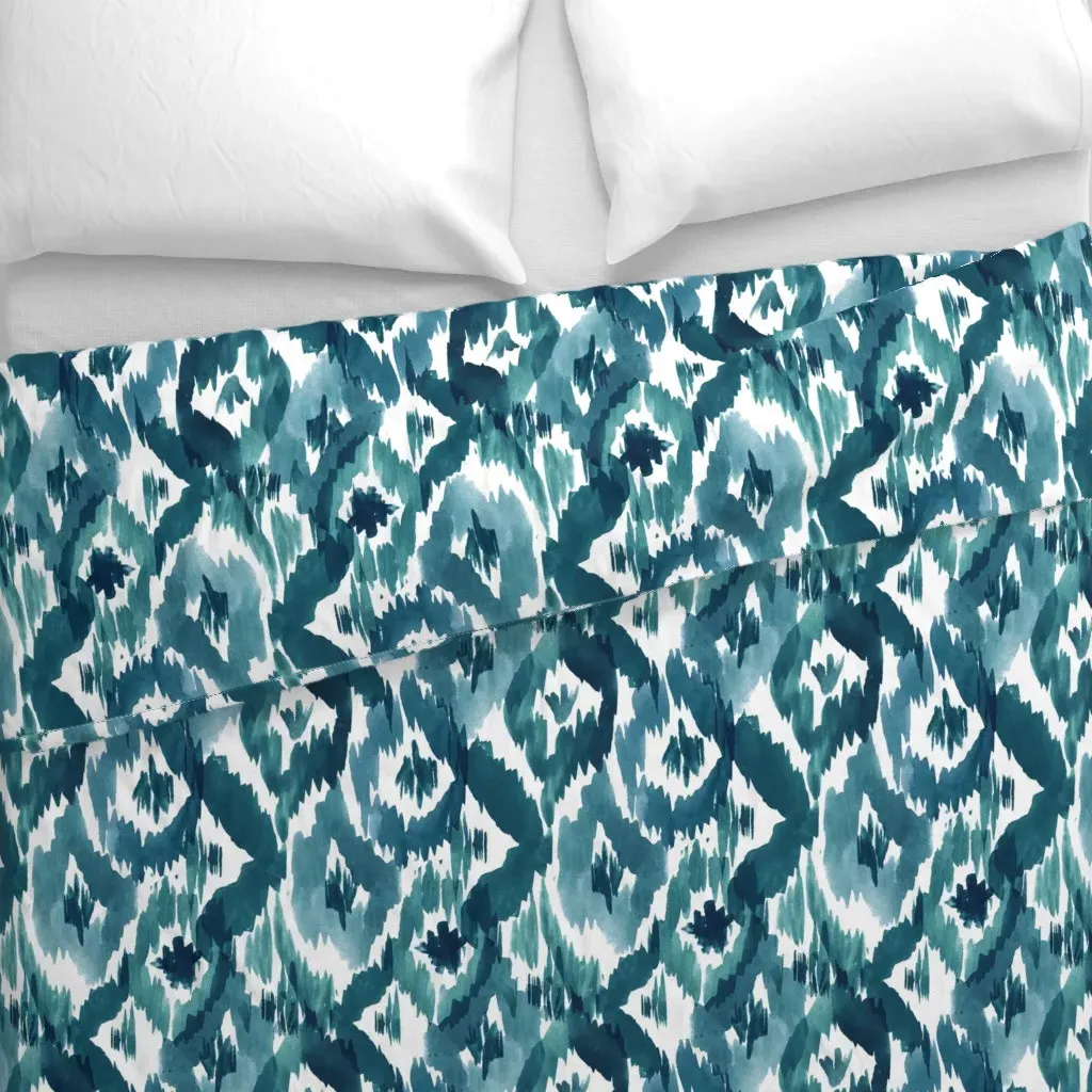 Ikat Diamonds Duvet Cover - Teal alternate view
