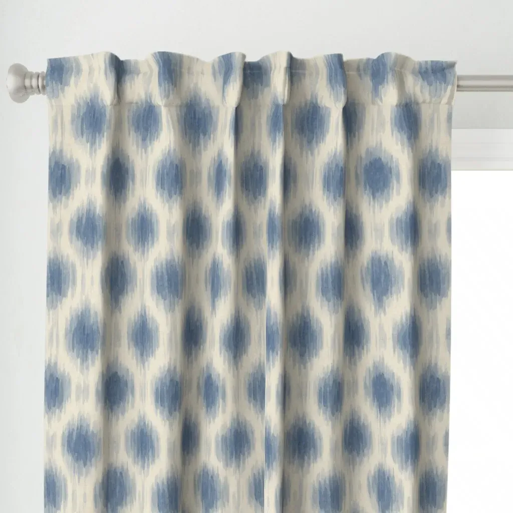 Ikat Dot Curtain Panel - Blue alternate view