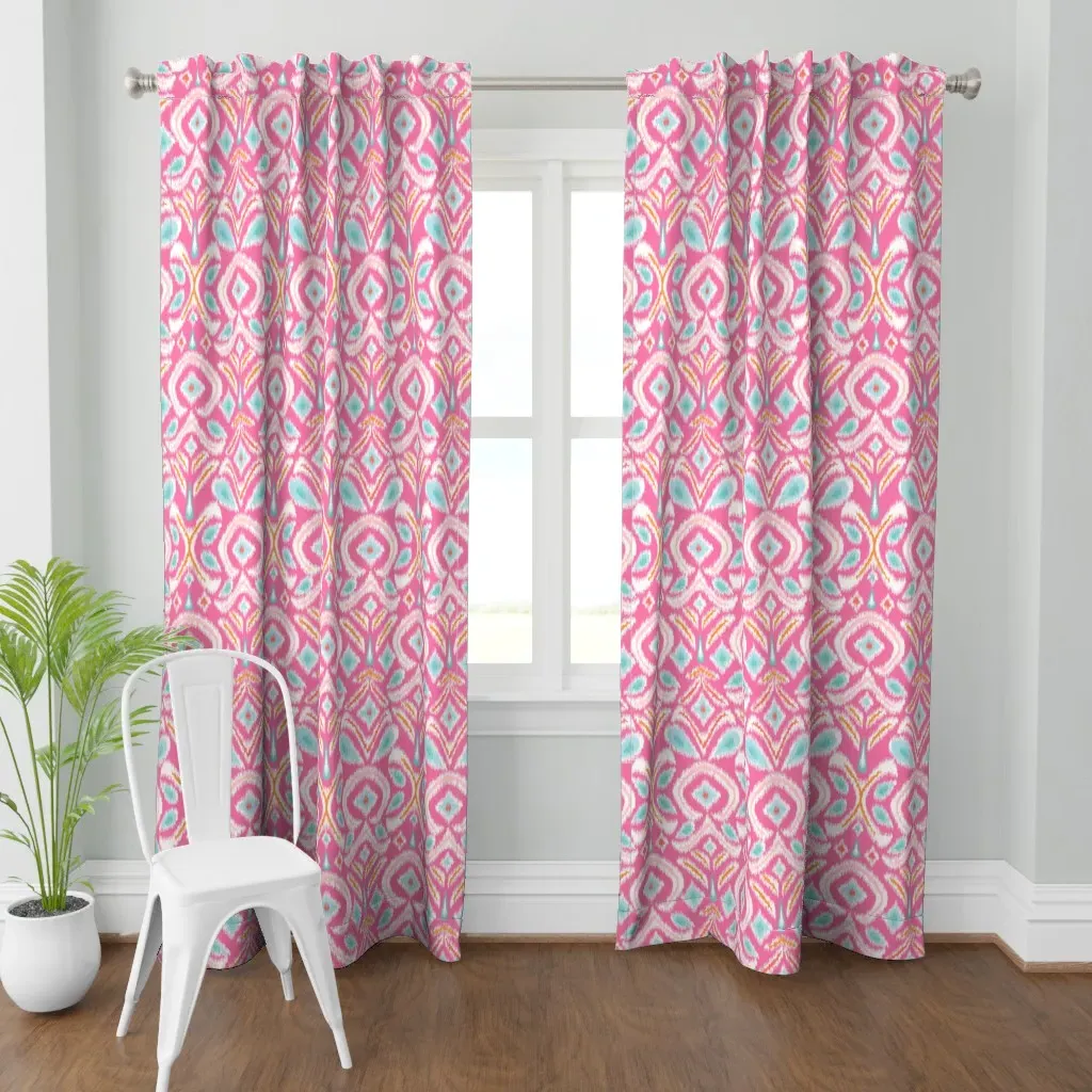 Ikat Flower Curtain Panel - Pink product
