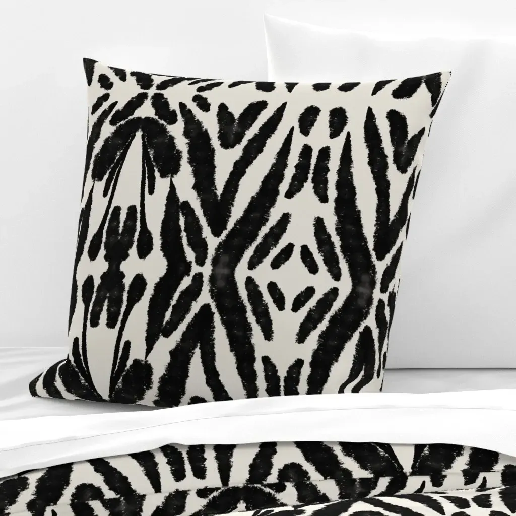 Ikat Ink Blot Euro Pillow Sham - Black product