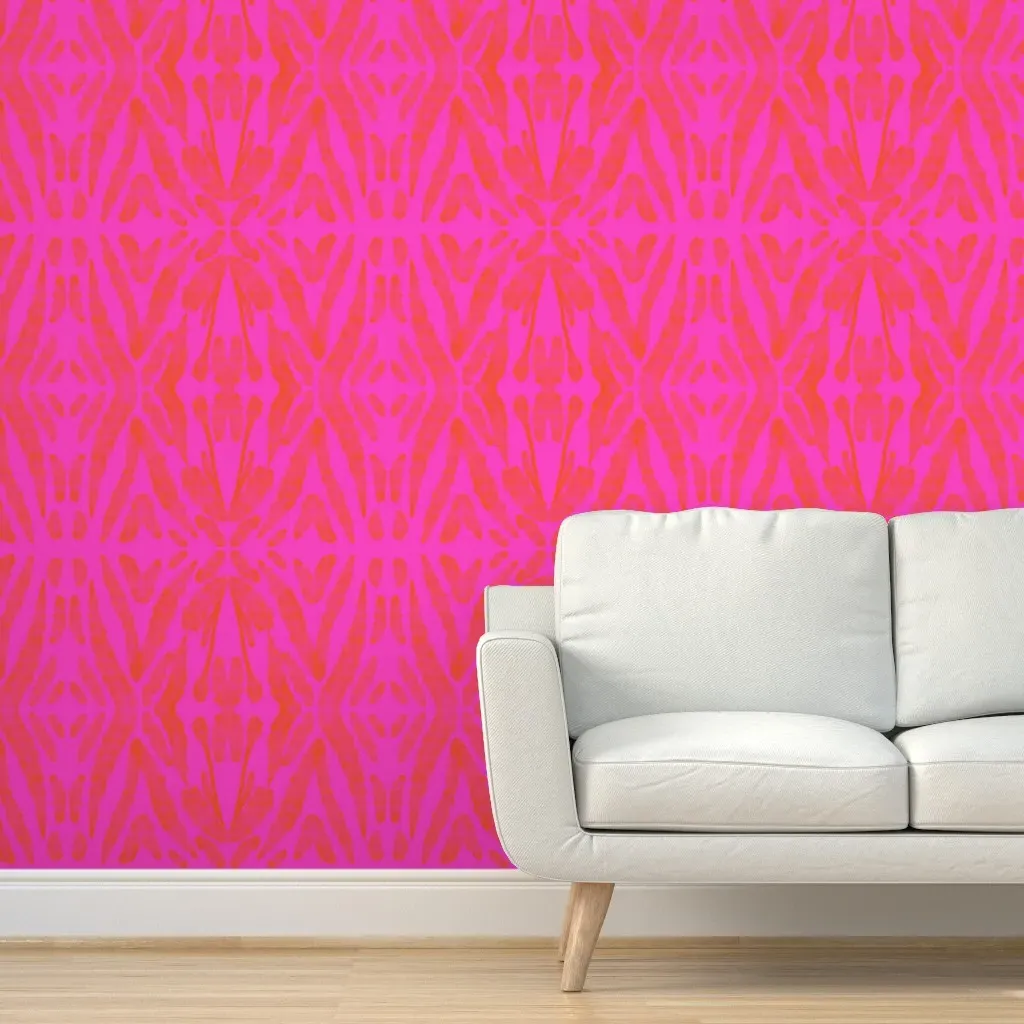 Ikat Ink Blot Peel and Stick Wallpaper - Coral product