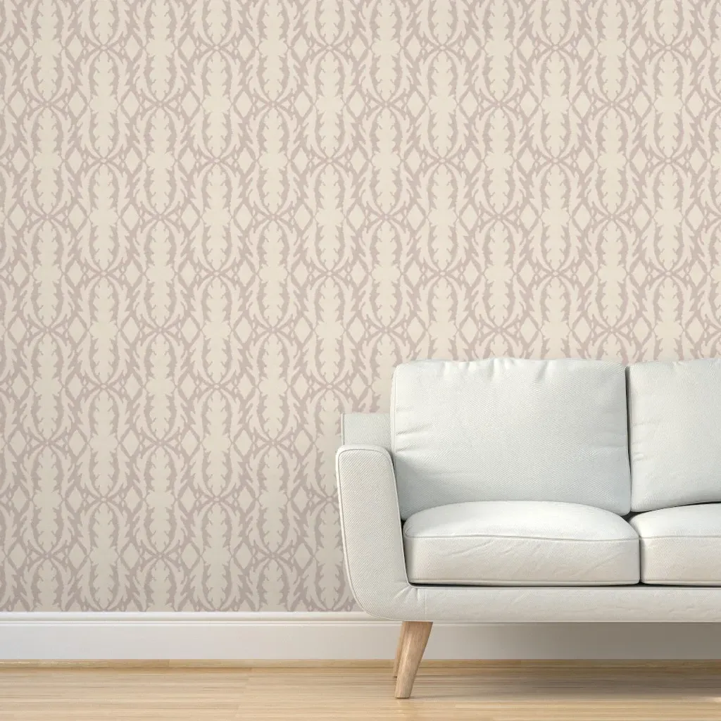 Ikat Inspired Leaves Peel and Stick Wallpaper - Mauve product