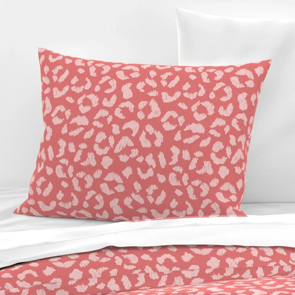 Ikat Leopard Animal Skin Print Standard Pillow - Coral Pink, Cotton product