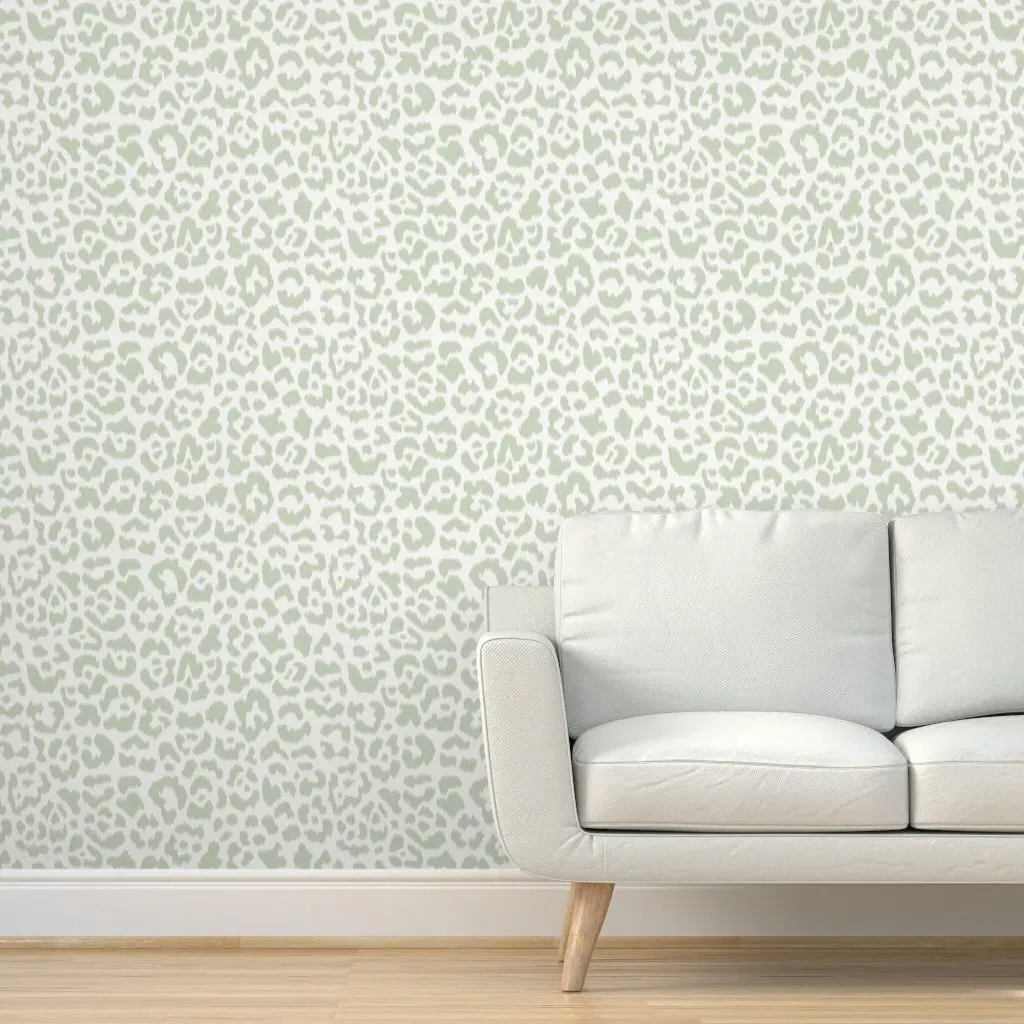 Ikat Leopard Peel and Stick Wallpaper - Sage Green product