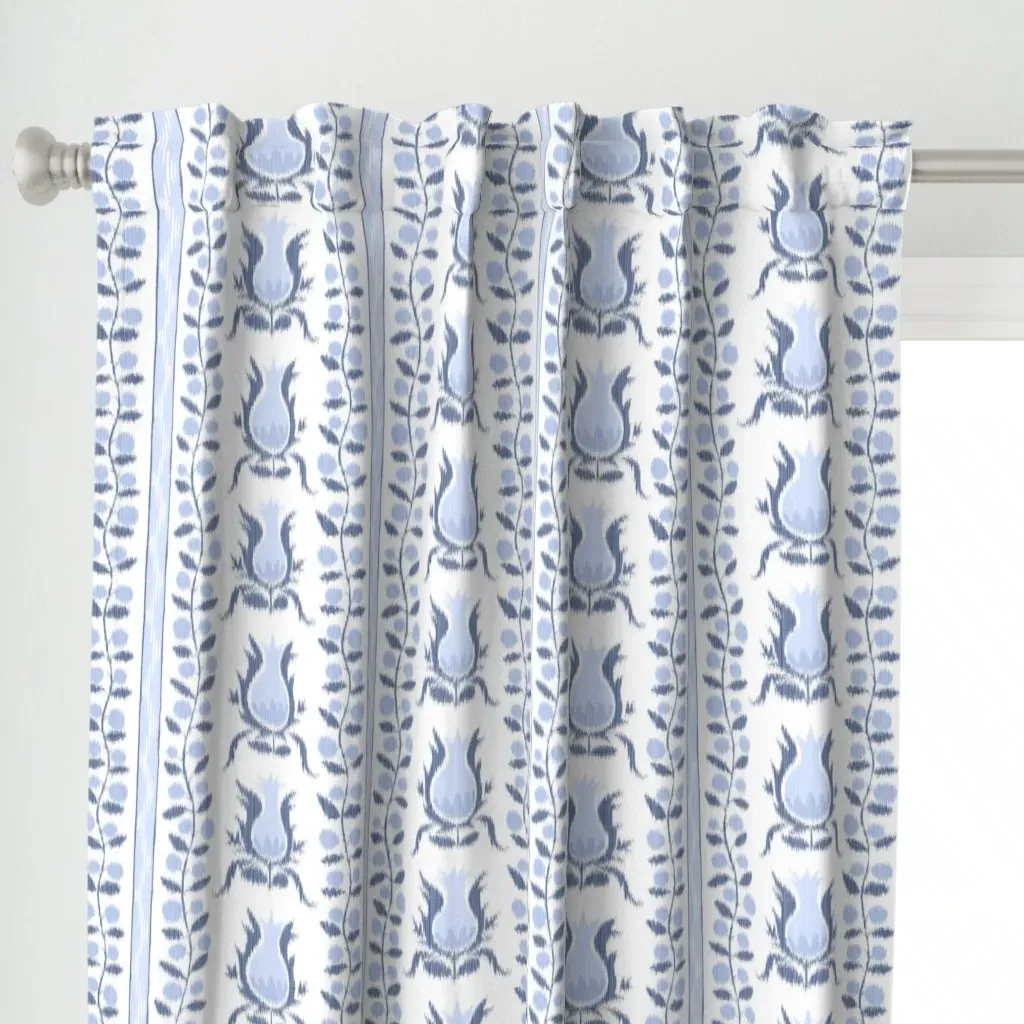 Ikat Pomegranates Curtain Panel - Blue alternate view