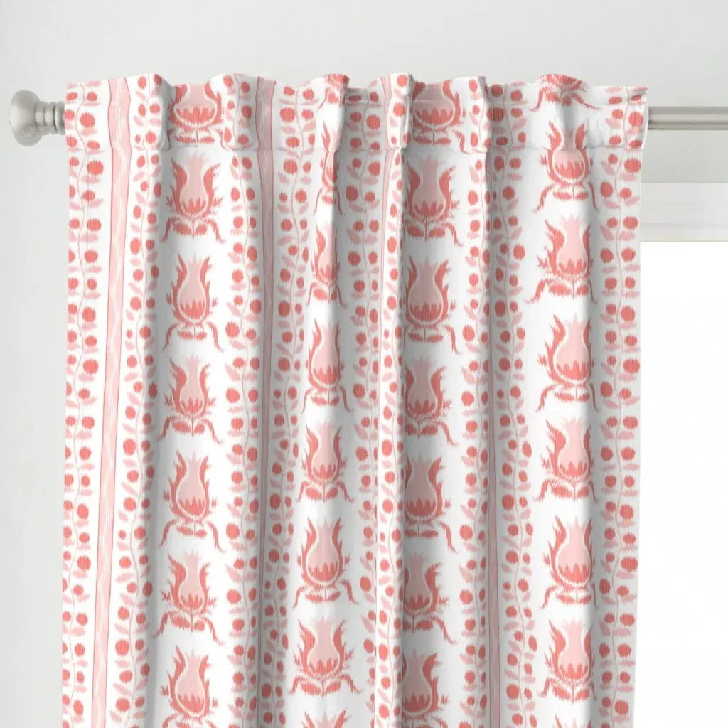 Ikat Pomegranates Curtain Panel - Coral alternate view