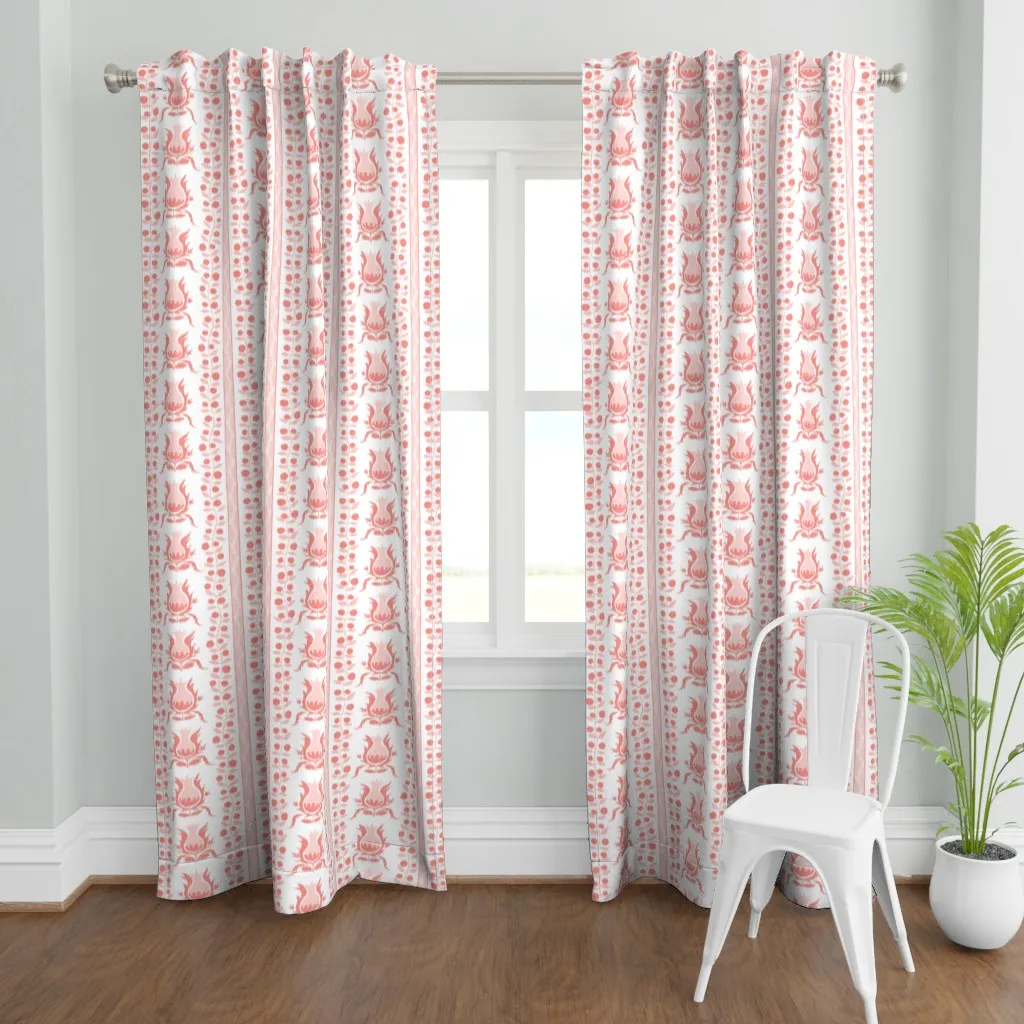 Ikat Pomegranates Curtain Panel - Coral product