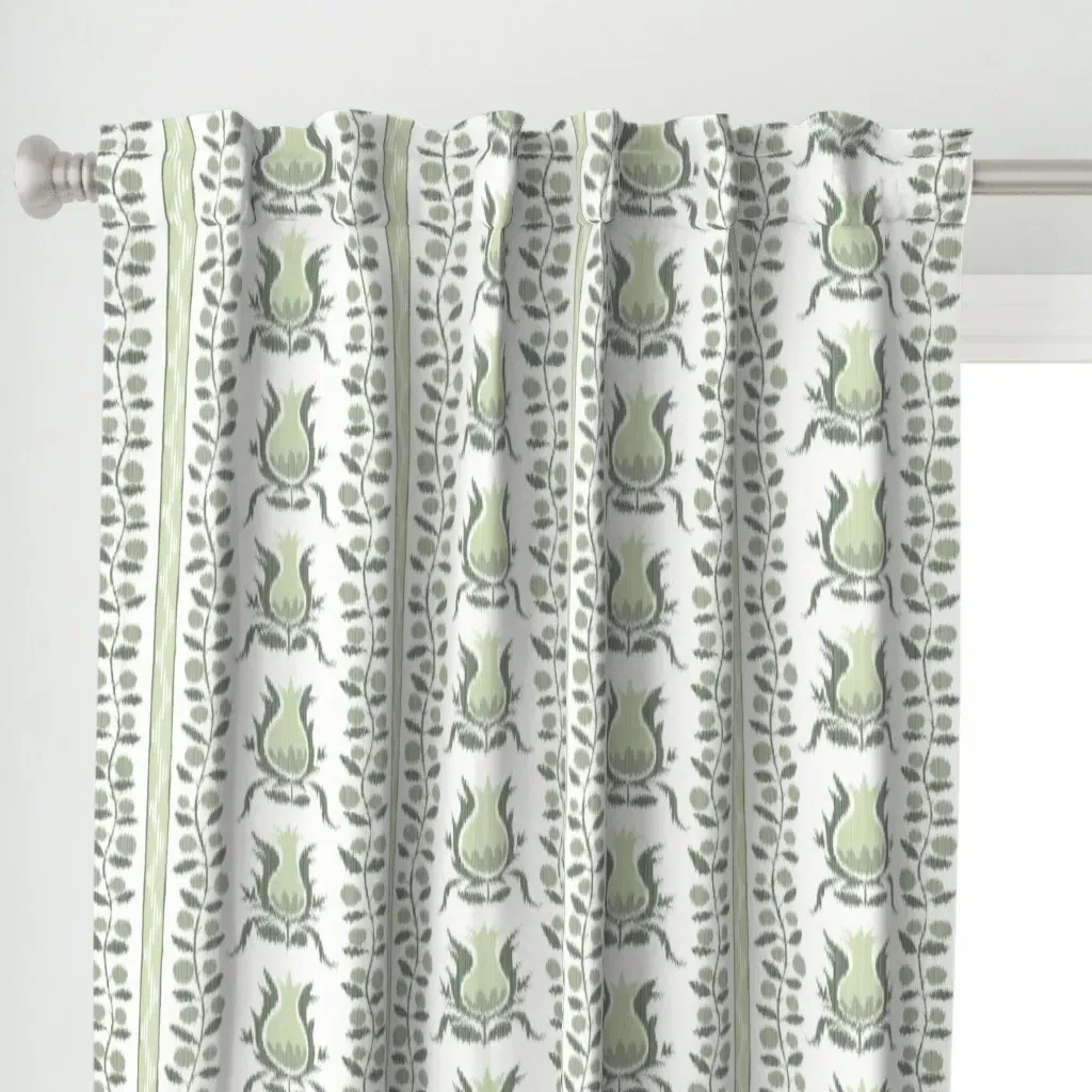 Ikat Pomegranates Curtain Panel - Green alternate view