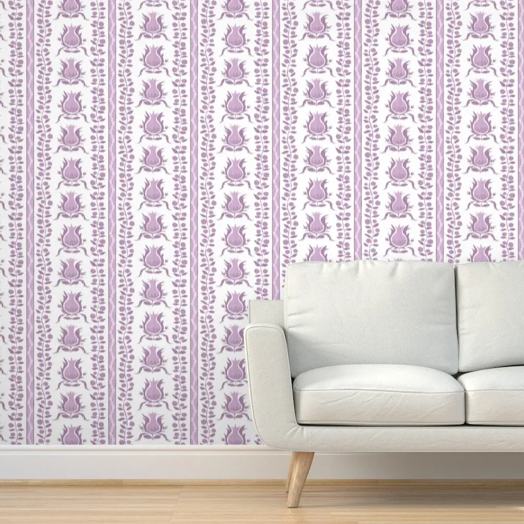 Ikat Pomegranates Peel and Stick Wallpaper - Lavender product