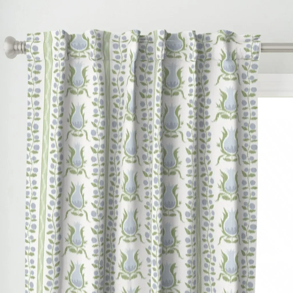 Ikat Pomegranates Soft Curtain Panel - Light Blue alternate view