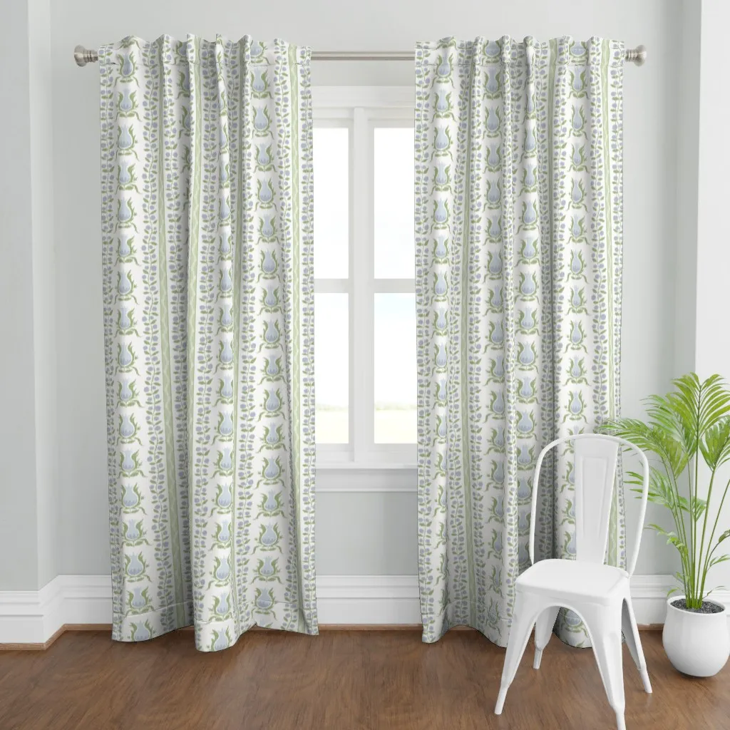 Ikat Pomegranates Soft Curtain Panel - Light Blue product