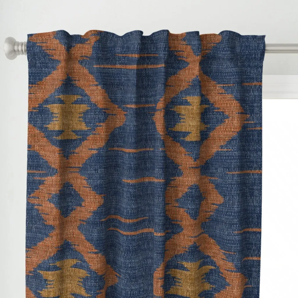 Ikat Stripe Southwest Curtain Panel - Indigo alternate view