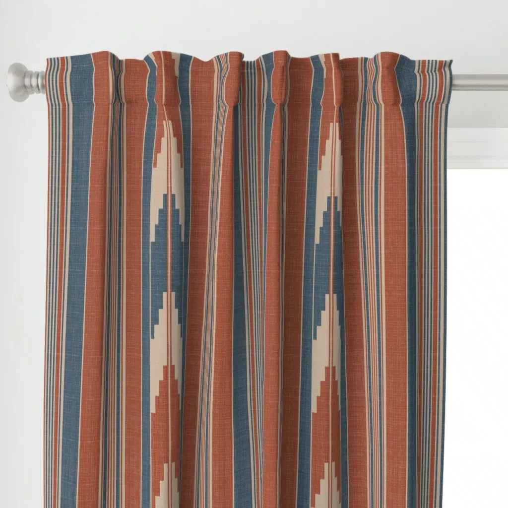 Ikat Stripes Curtain Panel - Terracotta, Linen Weave alternate view