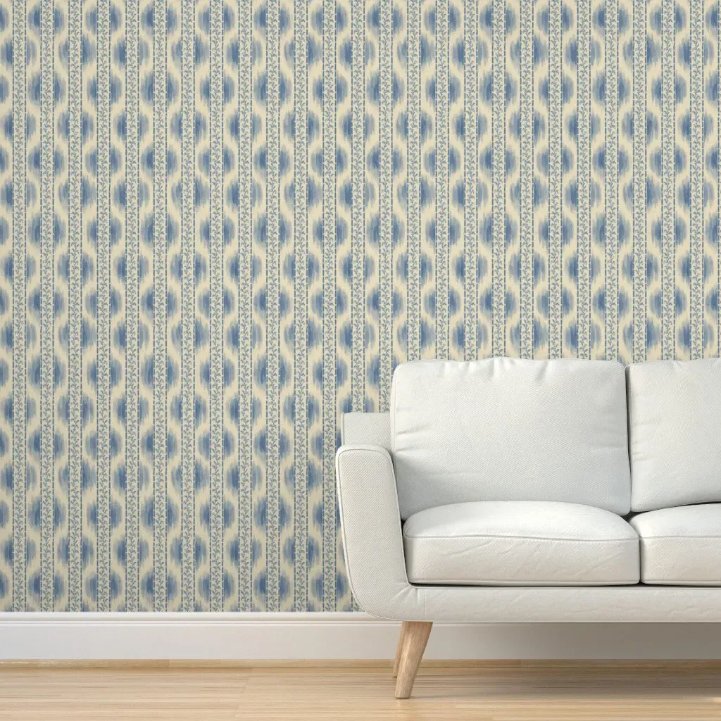 Ikat Vine Peel and Stick Wallpaper - Dusty Blue product