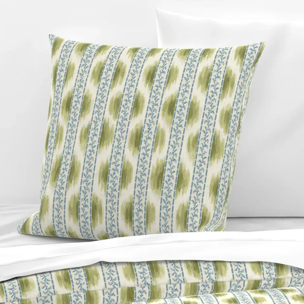 Ikat Vine Summer Nights Euro Pillow Sham - Green product
