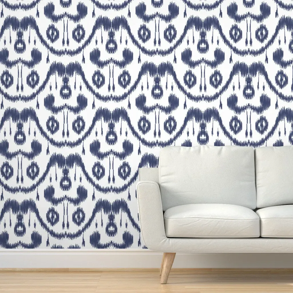 Ikat Waves Peel and Stick Wallpaper - Indigo product