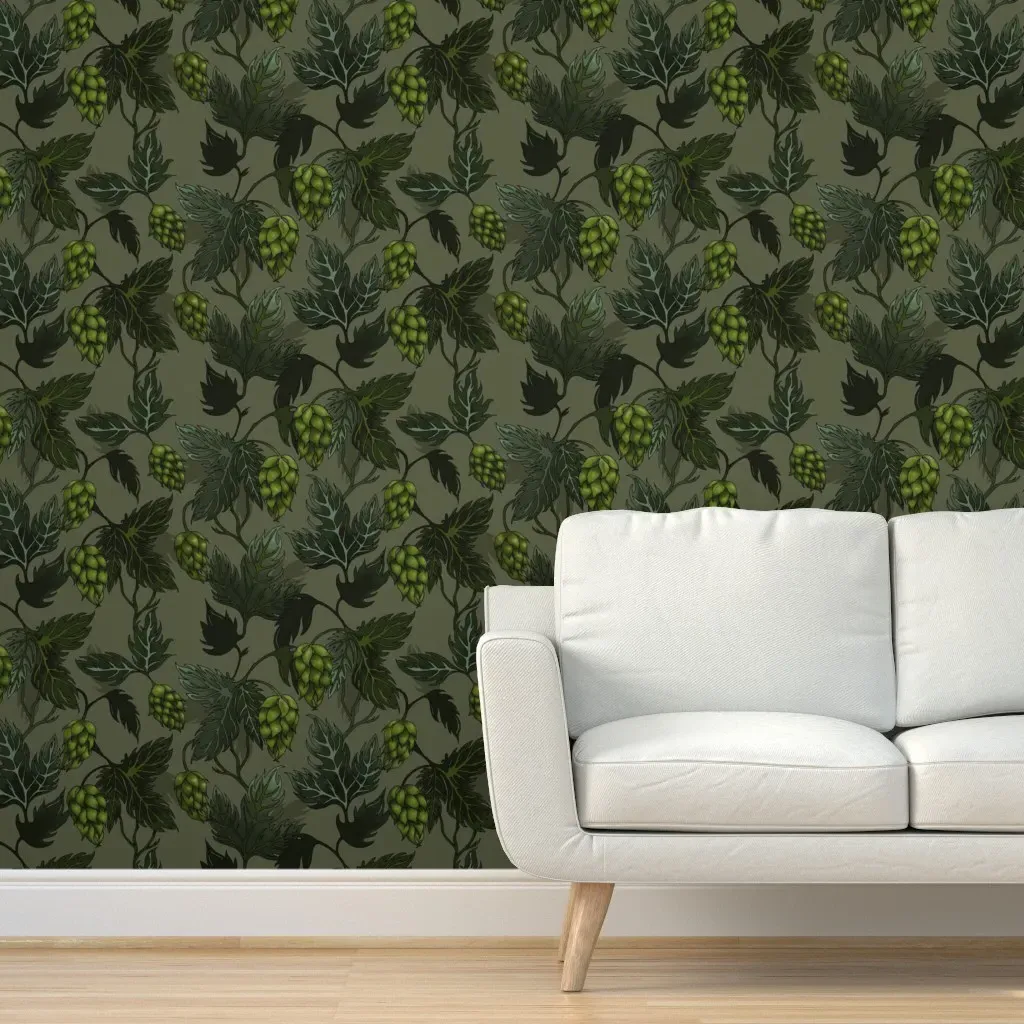 I'm Hoppy For You Hops Peel and Stick Wallpaper - Green product