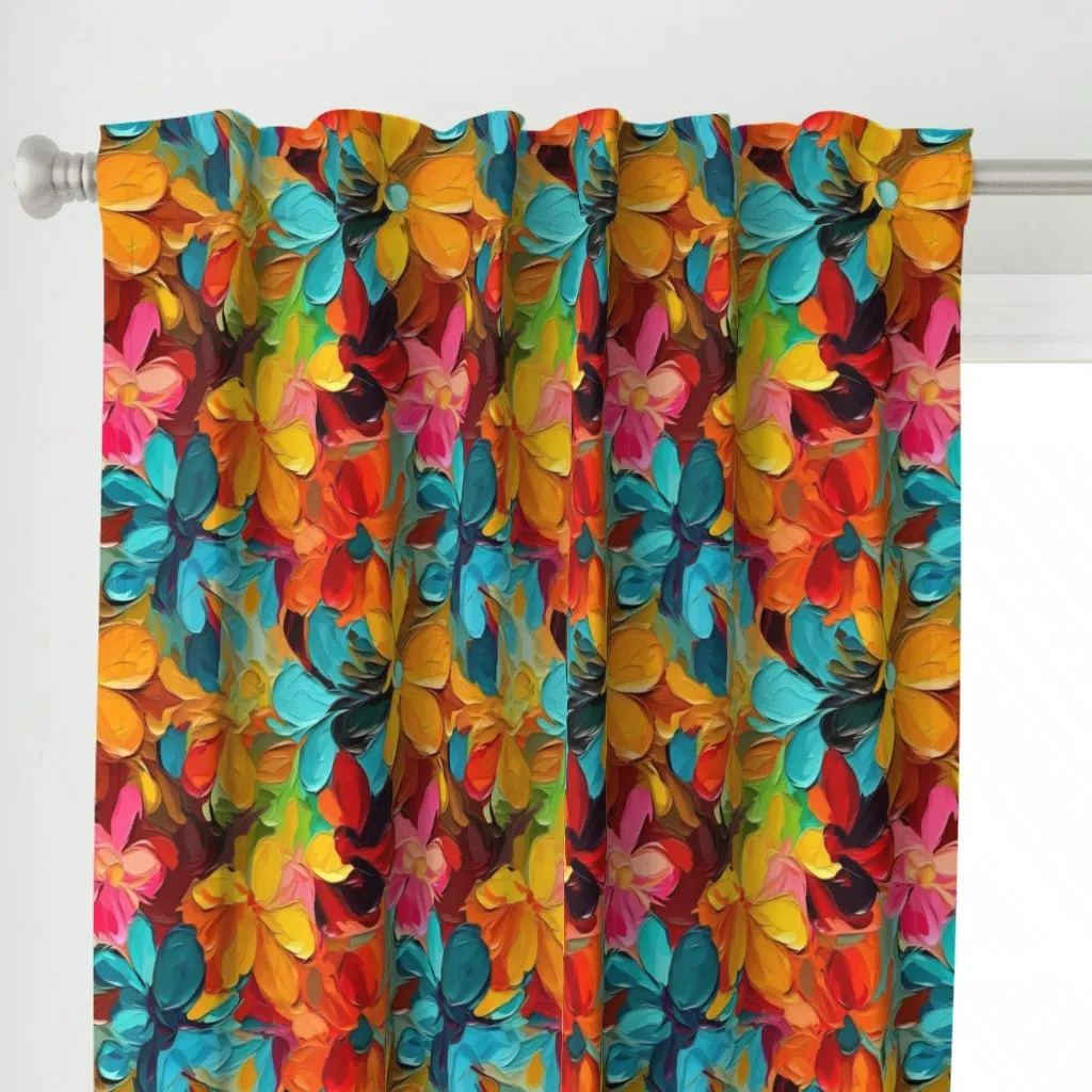 Impasto Petals Curtain Panel - Orange alternate view