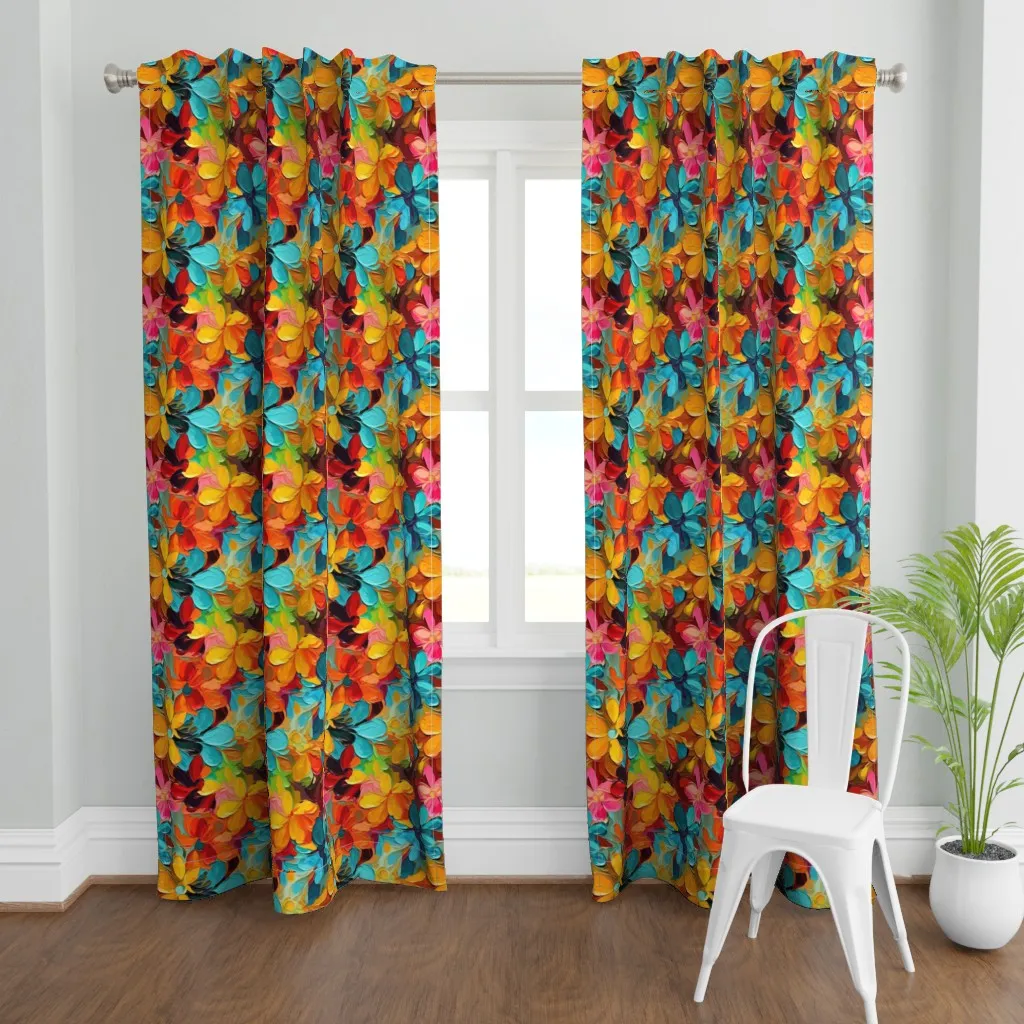 Impasto Petals Curtain Panel - Orange product