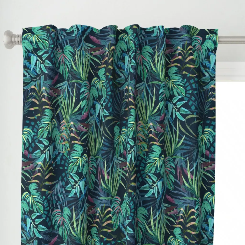 In A Tropical Mood Curtain Panel - Teal alternate view