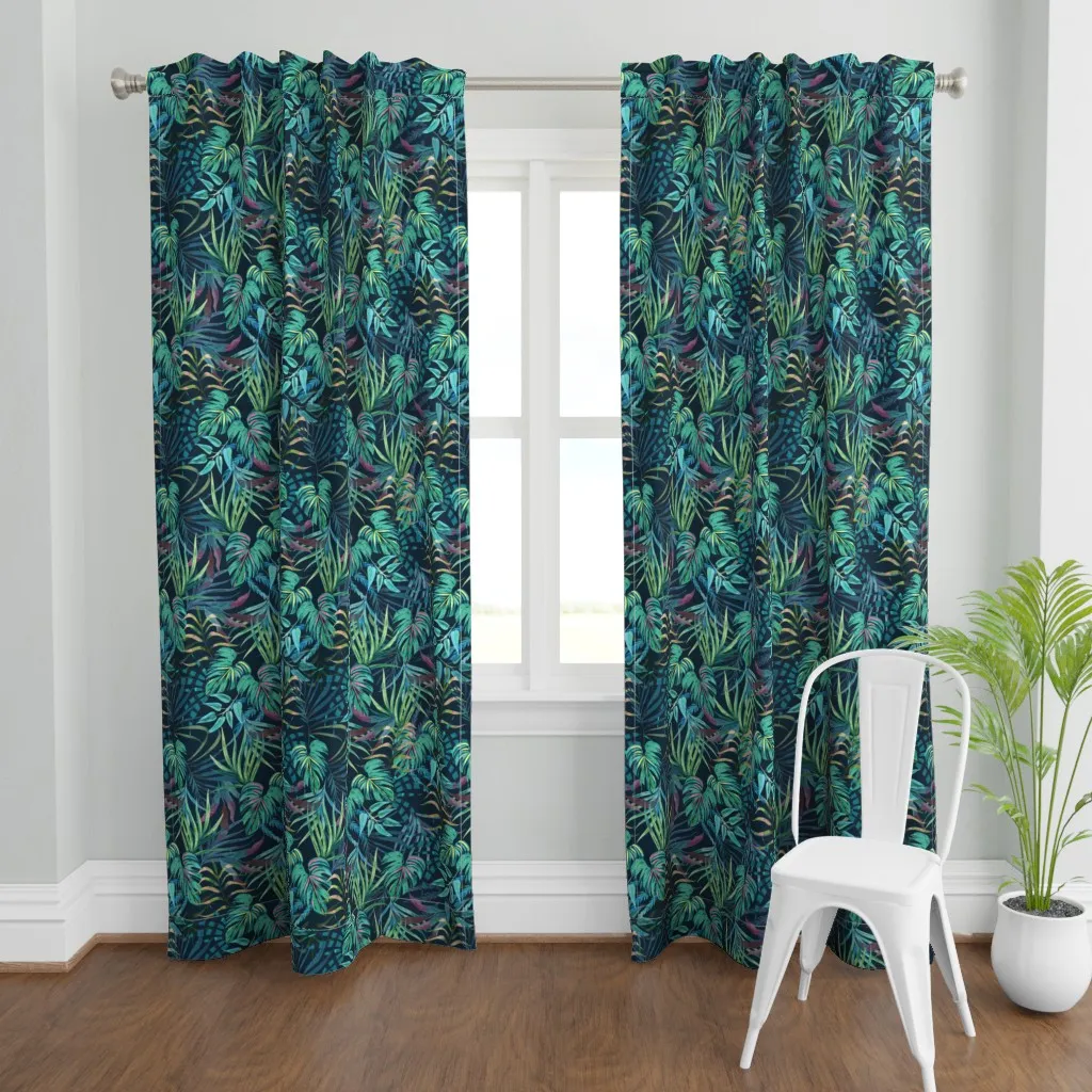 In A Tropical Mood Curtain Panel - Teal product