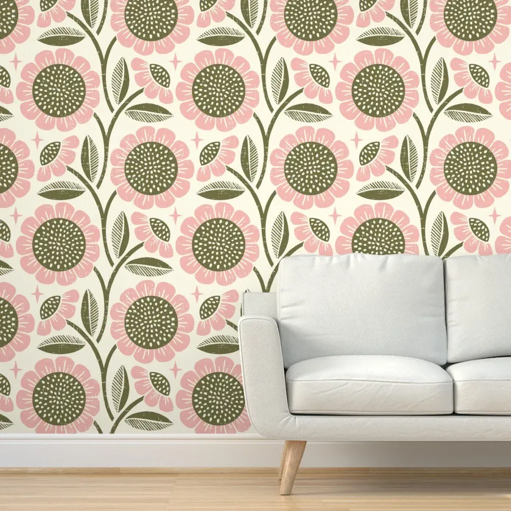 In Full Bloom Peel and Stick Wallpaper - Pink product