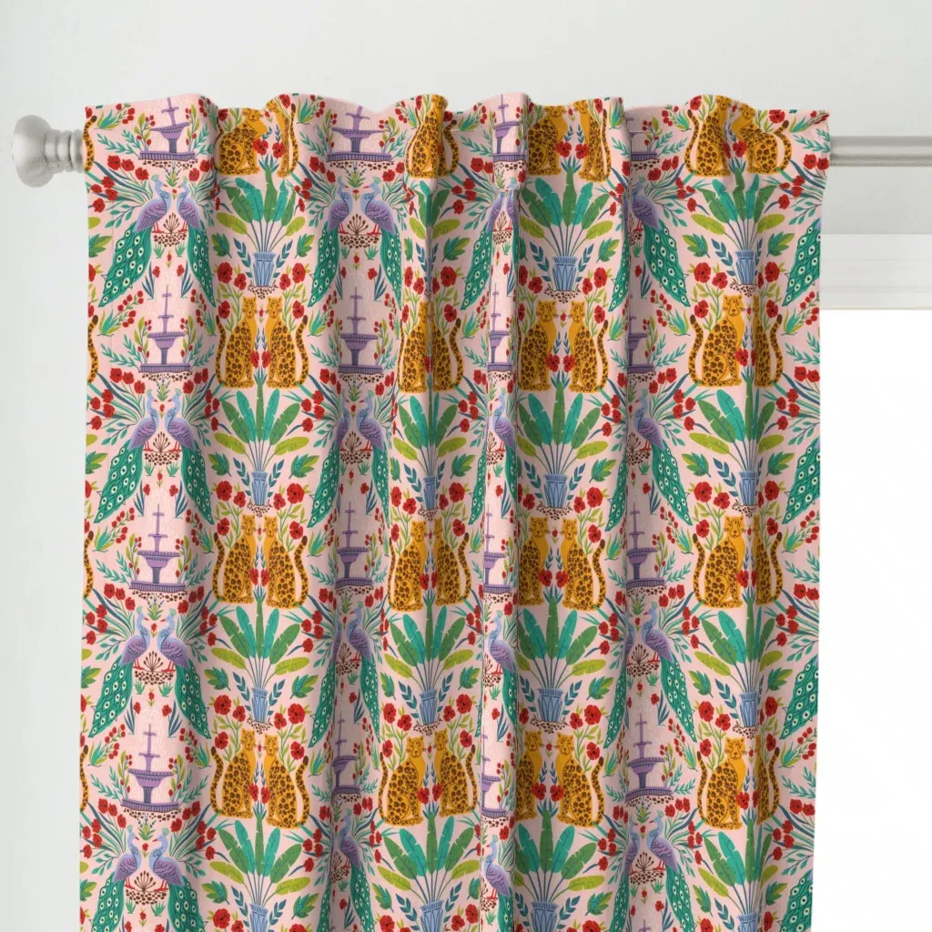 In The Garden Print Curtain Panel - Orange alternate view