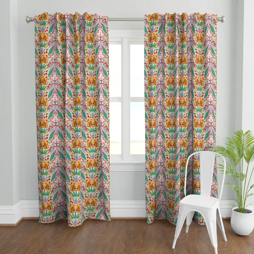In The Garden Print Curtain Panel - Orange product