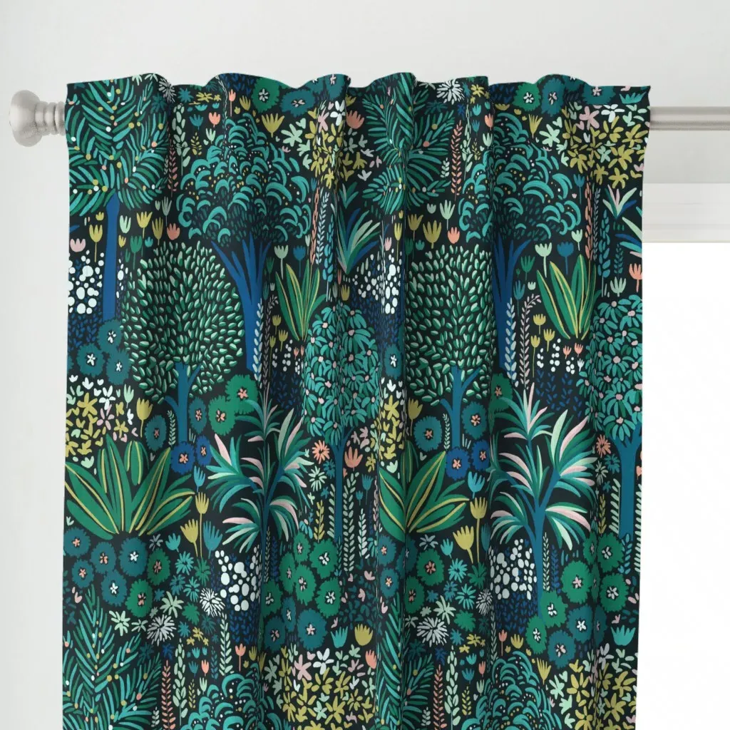 In The Jungle Curtain Panel - Teal alternate view