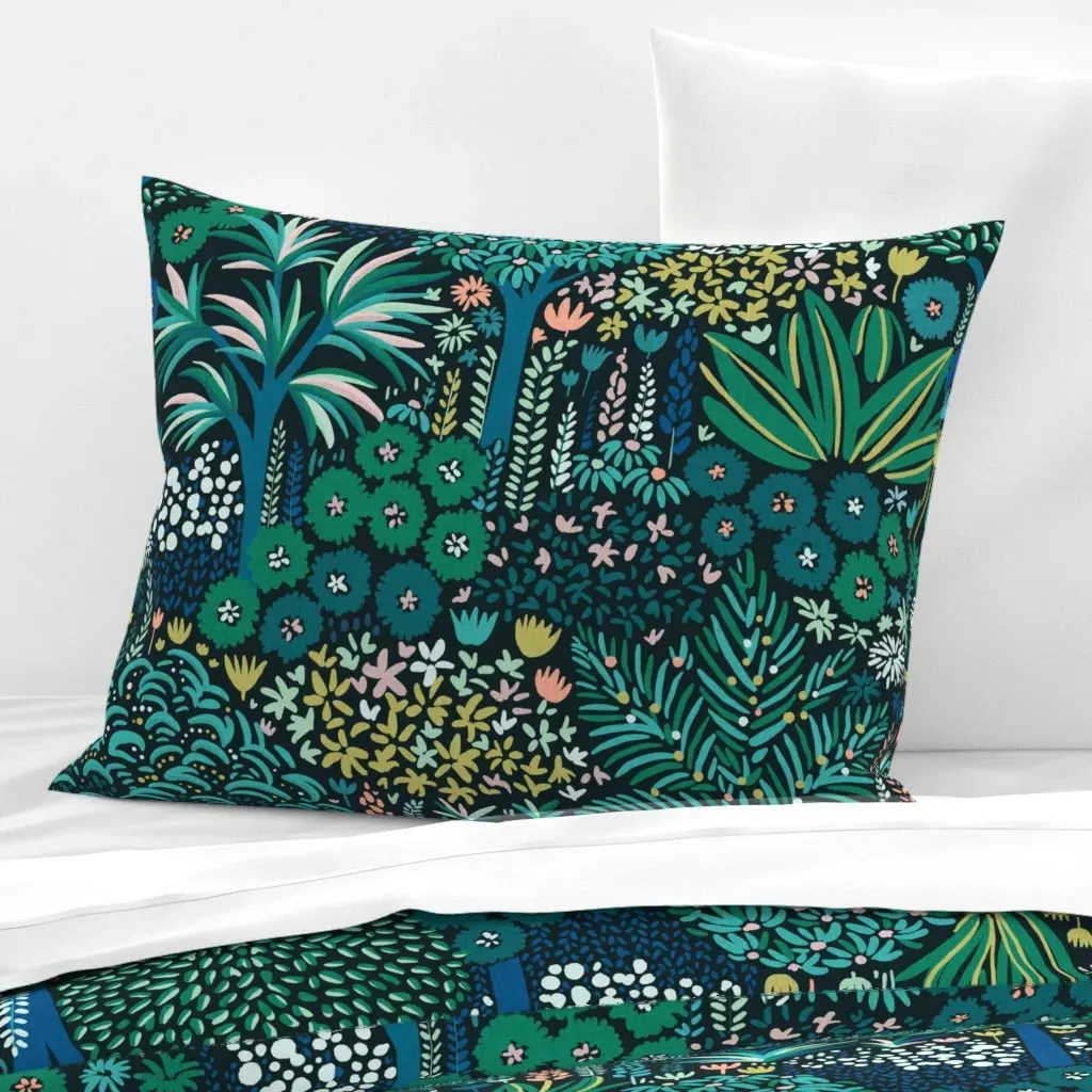In The Jungle Standard Knife Edge Cushion Cover - Teal, Cotton Sateen product