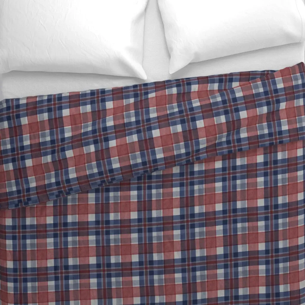 Independence Plaid Ddr962 Duvet Cover - Red alternate view