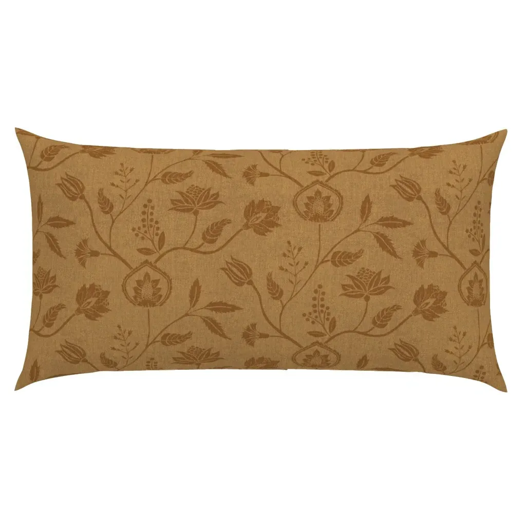 Indian Block Print Chintz Florals King Pillow Sham - Burnt Orange product